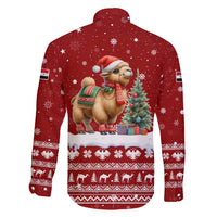 Syria Christmas Family Matching Mermaid Dress and Hawaiian Shirt with Golden Eagle Emblem Christmas Camel Scene - Wonder Print Shop