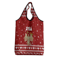 Syria Christmas Grocery Bag with Golden Eagle Emblem Christmas Camel Scene - Wonder Print Shop
