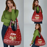 Syria Christmas Grocery Bag with Golden Eagle Emblem Christmas Camel Scene - Wonder Print Shop