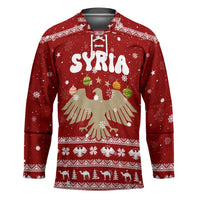 Syria Christmas Hockey Jersey with Golden Eagle Emblem Christmas Camel Scene - Wonder Print Shop