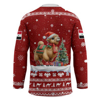 Syria Christmas Hockey Jersey with Golden Eagle Emblem Christmas Camel Scene - Wonder Print Shop