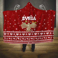 Syria Christmas Hooded Blanket with Golden Eagle Emblem Christmas Camel Scene - Wonder Print Shop