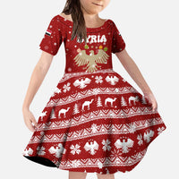 Syria Christmas Kid Short Sleeve Dress with Golden Eagle Emblem Christmas Camel Scene - Wonder Print Shop