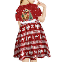 Syria Christmas Kid Short Sleeve Dress with Golden Eagle Emblem Christmas Camel Scene - Wonder Print Shop