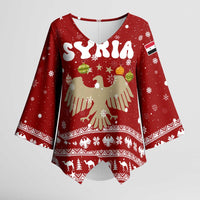 Syria Christmas Kimono Sleeve Blouse with Golden Eagle Emblem Christmas Camel Scene - Wonder Print Shop