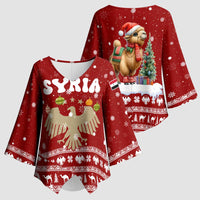 Syria Christmas Kimono Sleeve Blouse with Golden Eagle Emblem Christmas Camel Scene - Wonder Print Shop