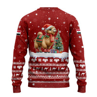 Syria Christmas Ugly Christmas Sweater with Golden Eagle Emblem Christmas Camel Scene - Wonder Print Shop