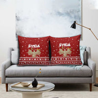 Syria Christmas Pillow Cover with Golden Eagle Emblem Christmas Camel Scene - Wonder Print Shop