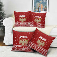 Syria Christmas Pillow Cover with Golden Eagle Emblem Christmas Camel Scene - Wonder Print Shop