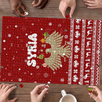 Syria Christmas Puzzle with Golden Eagle Emblem Christmas Camel Scene - Wonder Print Shop