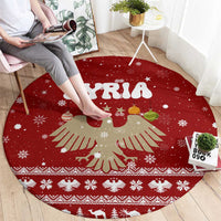 Syria Christmas Round Carpet with Golden Eagle Emblem Christmas Camel Scene - Wonder Print Shop