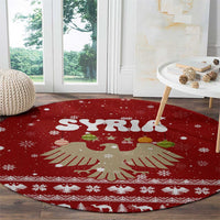 Syria Christmas Round Carpet with Golden Eagle Emblem Christmas Camel Scene - Wonder Print Shop