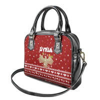 Syria Christmas Shoulder Handbag with Golden Eagle Emblem Christmas Camel Scene - Wonder Print Shop