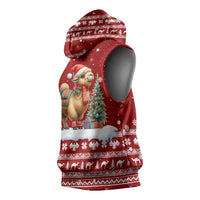 Syria Christmas Sleeveless Hoodie with Golden Eagle Emblem Christmas Camel Scene - Wonder Print Shop