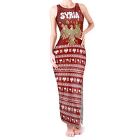 Syria Christmas Tank Maxi Dress with Golden Eagle Emblem Christmas Camel Scene - Wonder Print Shop