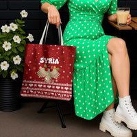 Syria Christmas Tote Bag with Golden Eagle Emblem Christmas Camel Scene - Wonder Print Shop