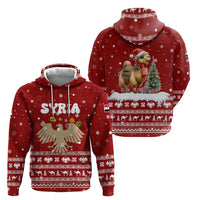 Syria Christmas Zip Hoodie with Golden Eagle Emblem Christmas Camel Scene - Wonder Print Shop