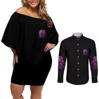 I Am The Storm Skull Rose Couples Matching Off Shoulder Short Dress and Long Sleeve Button Shirt - Wonder Print Shop