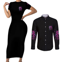I Am The Storm Skull Rose Couples Matching Short Sleeve Bodycon Dress and Long Sleeve Button Shirt - Wonder Print Shop