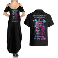 I Am The Storm Skull Rose Couples Matching Summer Maxi Dress and Hawaiian Shirt - Wonder Print Shop