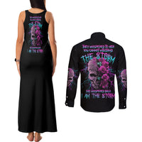 I Am The Storm Skull Rose Couples Matching Tank Maxi Dress and Long Sleeve Button Shirt - Wonder Print Shop