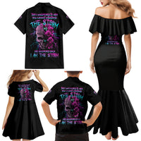 I Am The Storm Skull Rose Family Matching Mermaid Dress and Hawaiian Shirt - Wonder Print Shop