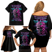 I Am The Storm Skull Rose Family Matching Off Shoulder Short Dress and Hawaiian Shirt - Wonder Print Shop
