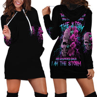 I Am The Storm Skull Rose Hoodie Dress - Wonder Print Shop