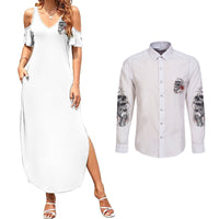 P Me Off Tattooed Skull Rose Couples Matching Summer Maxi Dress and Long Sleeve Button Shirt - Wonder Print Shop