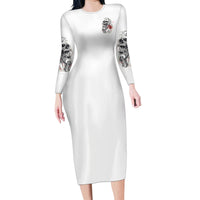 P Me Off Tattooed Skull Rose Family Matching Long Sleeve Bodycon Dress and Hawaiian Shirt - Wonder Print Shop