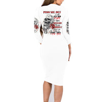 P Me Off Tattooed Skull Rose Family Matching Long Sleeve Bodycon Dress and Hawaiian Shirt - Wonder Print Shop