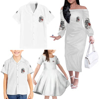 P Me Off Tattooed Skull Rose Family Matching Off Shoulder Long Sleeve Dress and Hawaiian Shirt - Wonder Print Shop