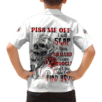 P Me Off Tattooed Skull Rose Family Matching Off Shoulder Short Dress and Hawaiian Shirt - Wonder Print Shop