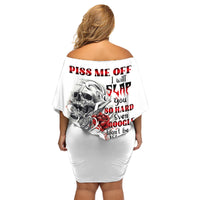 P Me Off Tattooed Skull Rose Family Matching Off Shoulder Short Dress and Hawaiian Shirt - Wonder Print Shop
