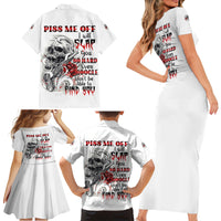 P Me Off Tattooed Skull Rose Family Matching Short Sleeve Bodycon Dress and Hawaiian Shirt - Wonder Print Shop