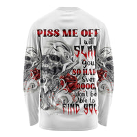 P Me Off Tattooed Skull Rose Long Sleeve Shirt - Wonder Print Shop