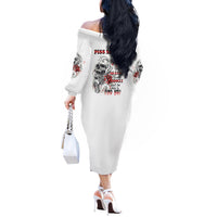 P Me Off Tattooed Skull Rose Off The Shoulder Long Sleeve Dress - Wonder Print Shop