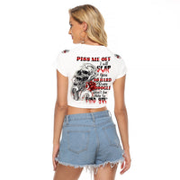 P Me Off Tattooed Skull Rose Raglan Cropped T Shirt - Wonder Print Shop