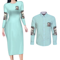 I May Not Be Perfect Skull Roses Couples Matching Long Sleeve Bodycon Dress and Long Sleeve Button Shirt - Wonder Print Shop