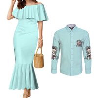 i-may-not-be-perfect-skull-roses-couples-matching-mermaid-dress-and-long-sleeve-button-shirt