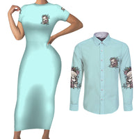 I May Not Be Perfect Skull Roses Couples Matching Short Sleeve Bodycon Dress and Long Sleeve Button Shirt - Wonder Print Shop