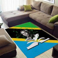 Julius Nyerere Area Rug Education is a Way of Fighting Poverty Quote and Tanzanian Flag Alphabet - Wonder Print Shop