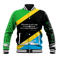 Julius Nyerere Baseball Jacket Education is a Way of Fighting Poverty Quote and Tanzanian Flag Alphabet - Wonder Print Shop