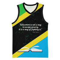 Julius Nyerere Basketball Jersey Education is a Way of Fighting Poverty Quote and Tanzanian Flag Alphabet - Wonder Print Shop