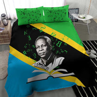 Julius Nyerere Bedding Set Education is a Way of Fighting Poverty Quote and Tanzanian Flag Alphabet - Wonder Print Shop