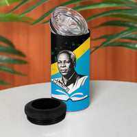 Julius Nyerere 4 in 1 Can Cooler Tumbler Education is a Way of Fighting Poverty Quote and Tanzanian Flag Alphabet - Wonder Print Shop