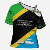 Julius Nyerere Cross Shoulder Shirt Education is a Way of Fighting Poverty Quote and Tanzanian Flag Alphabet - Wonder Print Shop