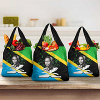 Julius Nyerere Grocery Bag Education is a Way of Fighting Poverty Quote and Tanzanian Flag Alphabet - Wonder Print Shop