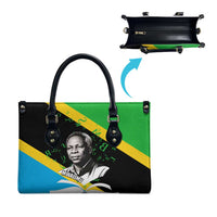 Julius Nyerere Leather Bag Education is a Way of Fighting Poverty Quote and Tanzanian Flag Alphabet - Wonder Print Shop