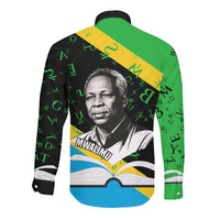 Julius Nyerere Long Sleeve Button Shirt Education is a Way of Fighting Poverty Quote and Tanzanian Flag Alphabet - Wonder Print Shop